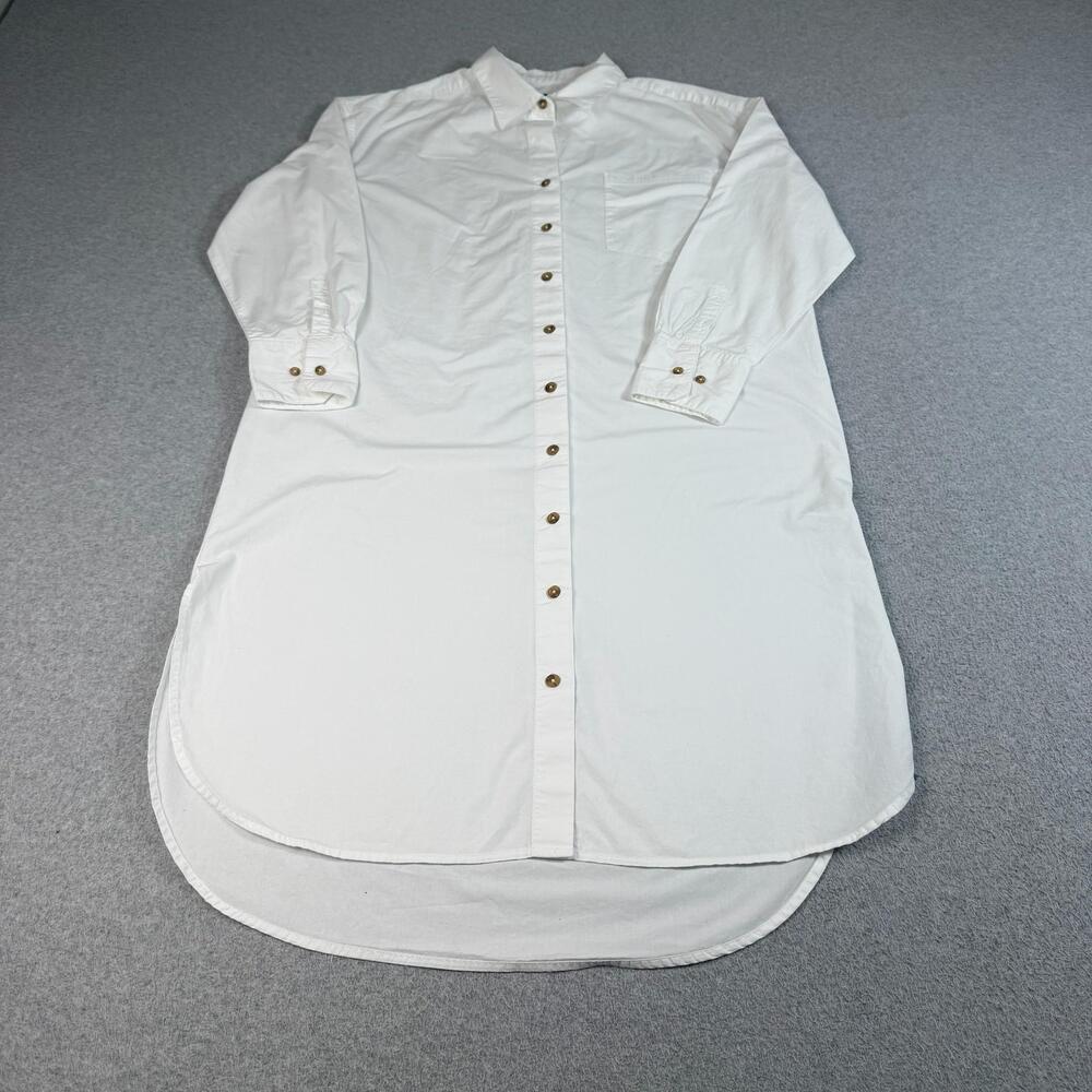 Banana Republic Shirt Dress Women Medium White Cotton Midi Heritage Academia